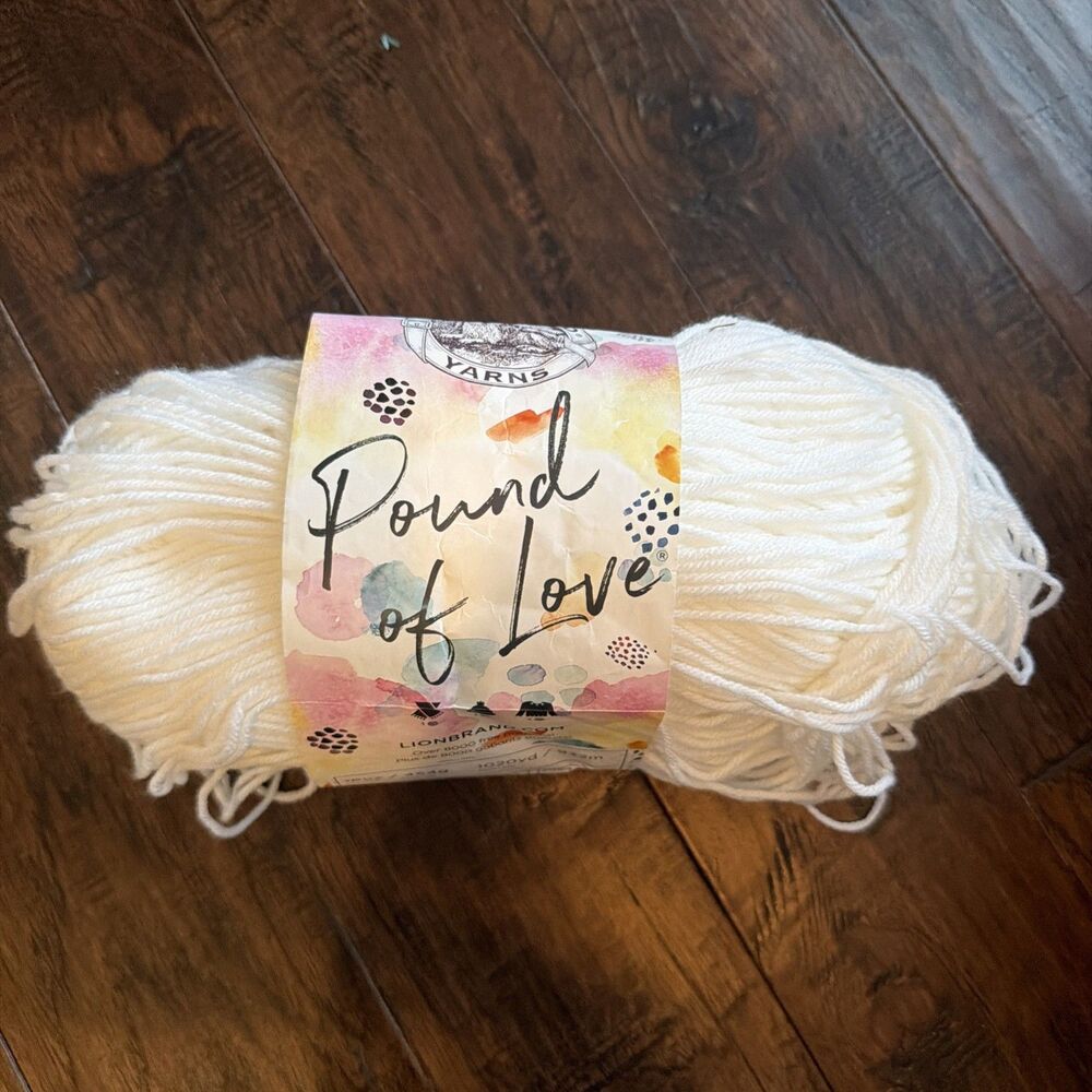Lion Brand Pound of Love Acrylic Yarn White 16 oz 1020 yds 1 Skein
